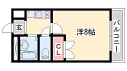 リバーサイド市川 1Kの間取図画像