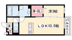 ベルメゾン荒川 1LDKの間取図画像