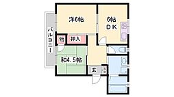 フローラルハイツ 2DKの間取図画像