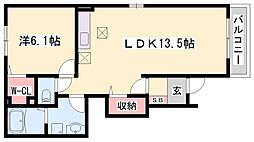 フィオリーレA 1LDKの間取図画像