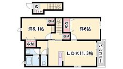 アベニール・フルール 2LDKの間取図画像