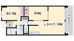 テルツォ南新在家 2LDKの間取図画像