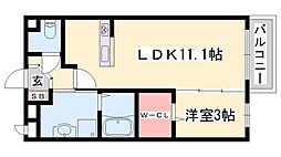 メゾン・ド・花水木壱号館 1LDKの間取図画像