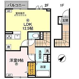 インフィニティ北之丁 1LDKの間取図画像