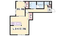 グランディール 1LDKの間取図画像