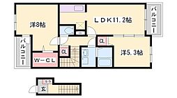 フェリア香呂D 2LDKの間取図画像