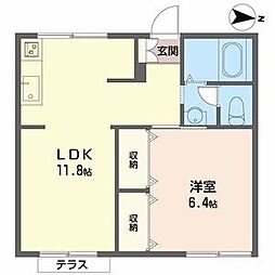 カーサベルデ2 1LDKの間取図画像