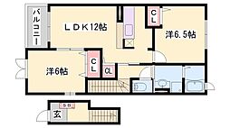 デスパシオ下戸田 2LDKの間取図画像