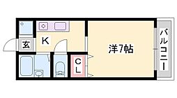 パセオ柿山伏 1Kの間取図画像