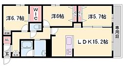 シャーメゾンオカバ姫路岡町B 3LDKの間取図画像