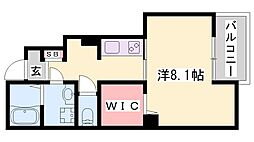 シャルマン・ドミール 1Kの間取図画像