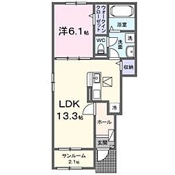 メゾン・ド・クレールA棟 1LDKの間取図画像