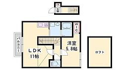 ヴィラーチェ神屋 1LDKの間取図画像