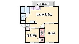 サンシティ中ノ町N棟 2LDKの間取図画像