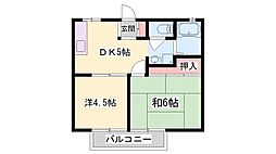 高田ハイツ 2DKの間取図画像