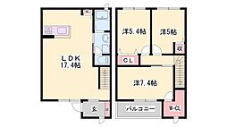 モンテローザB 3LDKの間取図画像