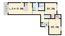 TheFujiiGardenC 2LDKの間取図画像