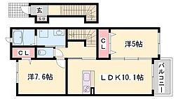 プリエ 2LDKの間取図画像