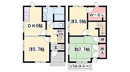 フレグランス加西B棟 3DKの間取図画像