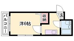 サンアートビル21 1Kの間取図画像