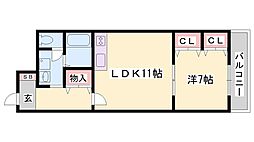 上野マンション 1LDKの間取図画像