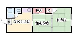 岩崎アパート大村荘 2DKの間取図画像