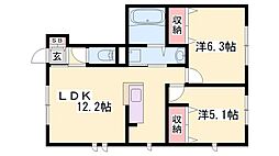 ウィステリアサツキ 2LDKの間取図画像