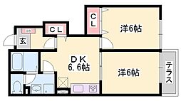 サン・パティオ 2DKの間取図画像