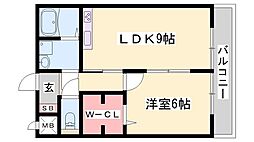 セジュール東浜尻 1LDKの間取図画像