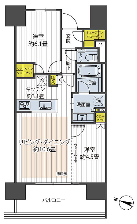 2LDK 間取り