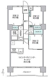 パルロイヤル北千住 3LDKの間取図画像