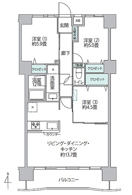 3LDK 間取り