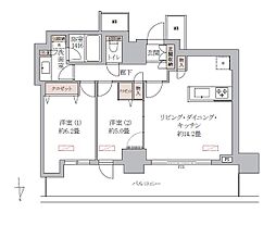 浅草タワー 2LDKの間取図画像
