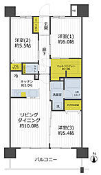 イニシア川口グランリュクス 3LDKの間取図画像