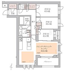 ザ・パークハウス小日向 3LDKの間取図画像