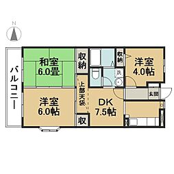 メゾンド佐久間II 5階3DKの間取り