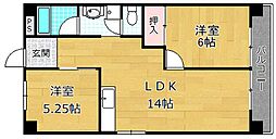 レジデンス松栄 2LDKの間取図画像