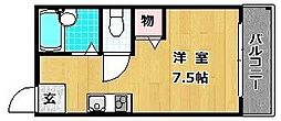 シャンテー中宮 ワンルームの間取図画像