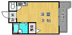 シャンテー長尾家具 ワンルームの間取図画像