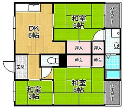 ビレッジハウス倉治3号棟 3DKの間取図画像