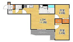 ラモーナ出口 2LDKの間取図画像