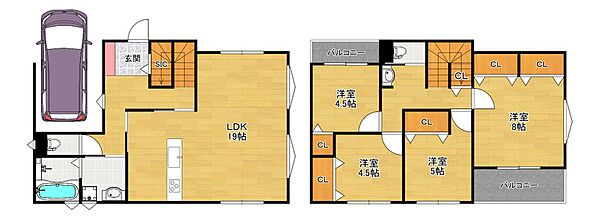建物プラン例建物価格2080万円＋外構費、建物面積104.49m2