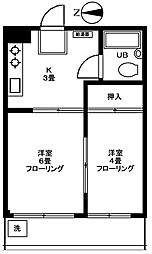 ヴィラ東洋 2Kの間取図画像