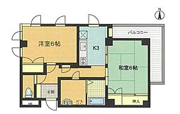 レオンヒル長町 4階2Kの間取り
