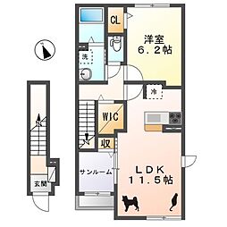 近江鉄道近江本線 日野駅 バス9分 大窪下車 徒歩6分の賃貸アパート 2階1LDKの間取り
