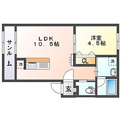 Grove Noa 1階1LDKの間取り