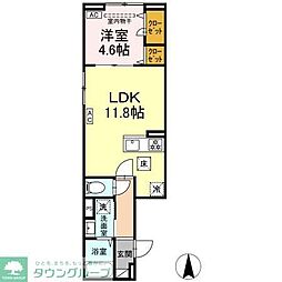 東京メトロ千代田線 北綾瀬駅 徒歩17分の賃貸アパート 1階1LDKの間取り