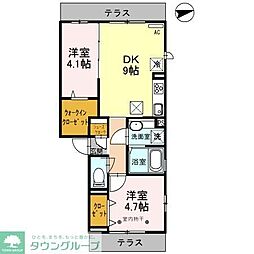 ルピナス 1階2DKの間取り