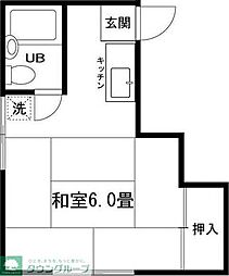 ハイアイランド 2階ワンルームの間取り
