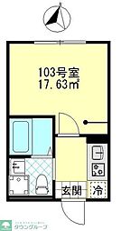 ブローテ四ツ木 3階1Kの間取り